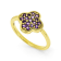 Amethyst 18K Yellow Gold Over Sterling Silver 4-Leaf Clover Cluster Ring