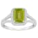 8x6mm Emerald Cut Peridot 1/4 ctw Diamond Rhodium Over Sterling Silver
Halo Ring
