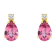 6x4mm Pear Shape Pink Topaz with Diamond Accents 14k Yellow Gold Stud Earrings