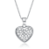 CZ Encrusted Heart Pendant Necklace In Sterling Silver