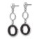 Rhodium Over Sterling Silver Polished Black Circle Post Dangle Earrings