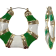 Gold Tone Green and White Enamel Earring