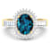 14K Yellow Gold London Blue Topaz and White Diamond Oval Halo Ring 2.42ctw