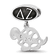 Sterling Silver LogoArt Delta Zeta Oval with Turtle Dangle Bead