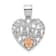 14k Two-tone Gold Textured Flower Nana Heart Pendant