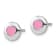 Rhodium Over Sterling Silver Pink Enamel Heart Circle Post Earrings
