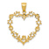 14k Yellow Gold Polished and Textured Floral Border Heart Pendant