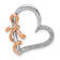 14k White Gold and 14k Rose Gold Diamond Polished Heart with Bow Chain Slide