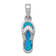 Rhodium Over Sterling Silver Lab Created Blue Inlay Opal Sandal Pendant