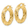 14k Yellow Gold 1/1" Polished Woven Textured Round Hoop Earrings