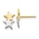 14k Yellow Gold and Rhodium Over 14k Yellow Gold Polished Star Stud Earrings