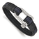 Black and Blue Leather Stainless Steel Polished 8.25-inch Shackle Bracelet
