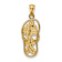 14k Two-tone Gold Polished and Textured Floral Flip-Flop Pendant
