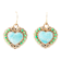 Barse Jewelry Legacy Heart Lime Green and Blue Turquoise Golden Drop Earrings