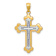 14k Yellow Gold and 14k White Gold Budded Cross Pendant