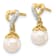 14K Yellow Gold 6-7mm Round Freshwater Cultured Pearl 0.01ct Heart
Diamond Dangle Earrings