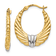 14k Yellow Gold and Rhodium Over 14k Yellow Gold 13/16" Polished
and Textured Hoop Earrings