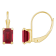 6x4mm Emerald Cut Lab Created Ruby 10k Yellow Gold Drop Earrings