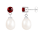 7.5-8mm White Cultured Freshwater Pearl and Garnet Rhodium Over Sterling
Silver Earrings