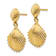 14k Yellow Gold Textured Scallop Shell Dangle Earrings