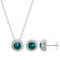 Green and White Crystal Rhodium Over Brass Pendant With Chain and Stud
Earring Set 2.94cttw
