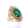 14.65 Ctw Emerald and 3.87 Ctw White Diamond Ring in 14K YG