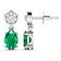 1.12ctw 14K White Gold  Zambian Green Emerald and White Diamond Halo Earrings