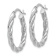 Rhodium Over 14k White Gold 15/16" Twisted Textured Oval Hoop Earrings