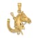 14k Yellow Gold Textured Horse Head with Shoe and Crop Pendant