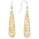 Golden Mother-Of-Pearl And CZ Dangle Earrings In Sterling Silver