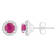 4mm Round Ruby 1/8 ctw Diamond Rhodium Over Sterling Silver Halo Stud Earrings