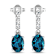 1.40ctw 14K White Gold London Blue Topaz  and White Diamond Halo Earrings