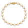 10k Yellow Gold 6-7mm White Near Round Freshwater Cultured Pearl Bead Bracelet
