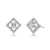 CZ Halo Stud Earrings In White Rhodium Over Brass