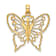 10K Yellow Gold Textured Cut-Out Butterfly Charm