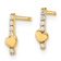 14k Yellow Gold Children's Polished Line of Cubic Zirconia Stones and
Heart Stud Earrings