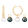 White and Black Cultured Akoya Pearl 14k Yellow Gold Earrings 7-7.5mm