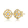 Two-Tone CZ Stud Earrings In 14K Gold Over Brass And Rhodium Over Brass