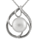 10-11mm Button White Cultured Freshwater Pearl and CZ Rhodium Over
Sterling Silver Pendant