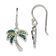 Rhodium Over Sterling Silver Polished Green Crystal Palm Tree Earrings