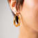 14K Yellow Gold Over Sterling Silver Acrylic Crossover Hoop Earrings in Honey