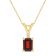 7x5mm Emerald Cut Garnet with Diamond Accent 14k Yellow Gold Pendant
With Chain