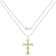 Green Peridot Rhodium Over Sterling Silver Cross Pendant With Chain