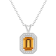 8x6mm Emerald Cut Citrine 1/7 ctw Diamond Rhodium Over Sterling Silver
Halo Pendant with Chain
