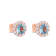Aquamarine and CZ Round 18K Rose Gold Over Sterling Silver Button
Earrings, 1.47ctw