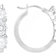 3-Stone CZ Hoop Earrings In Sterling Silver