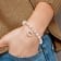 Rose Stainless Steel Polished Enamel Flower Jade Stretch Bracelet