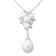 White Freshwater Pearl and Cubic Zirconia Sterling Silver Cluster Drop
Pendant with Chain