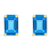 6x4mm Emerald Cut Blue Topaz 14k Yellow Gold Stud Earrings