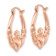 14k Rose Gold Polished 7/8" Claddagh Hoop Earrings